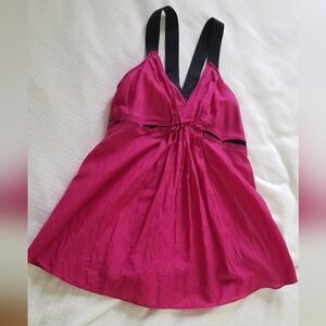 Sz Small Armani Exchange AX Pink Silk Blend Babydoll Top Black Adjustable Straps